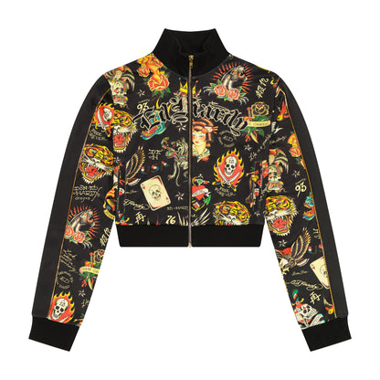 Shrunken Flashboard Black Track Jacket BLACK | Ed Hardy