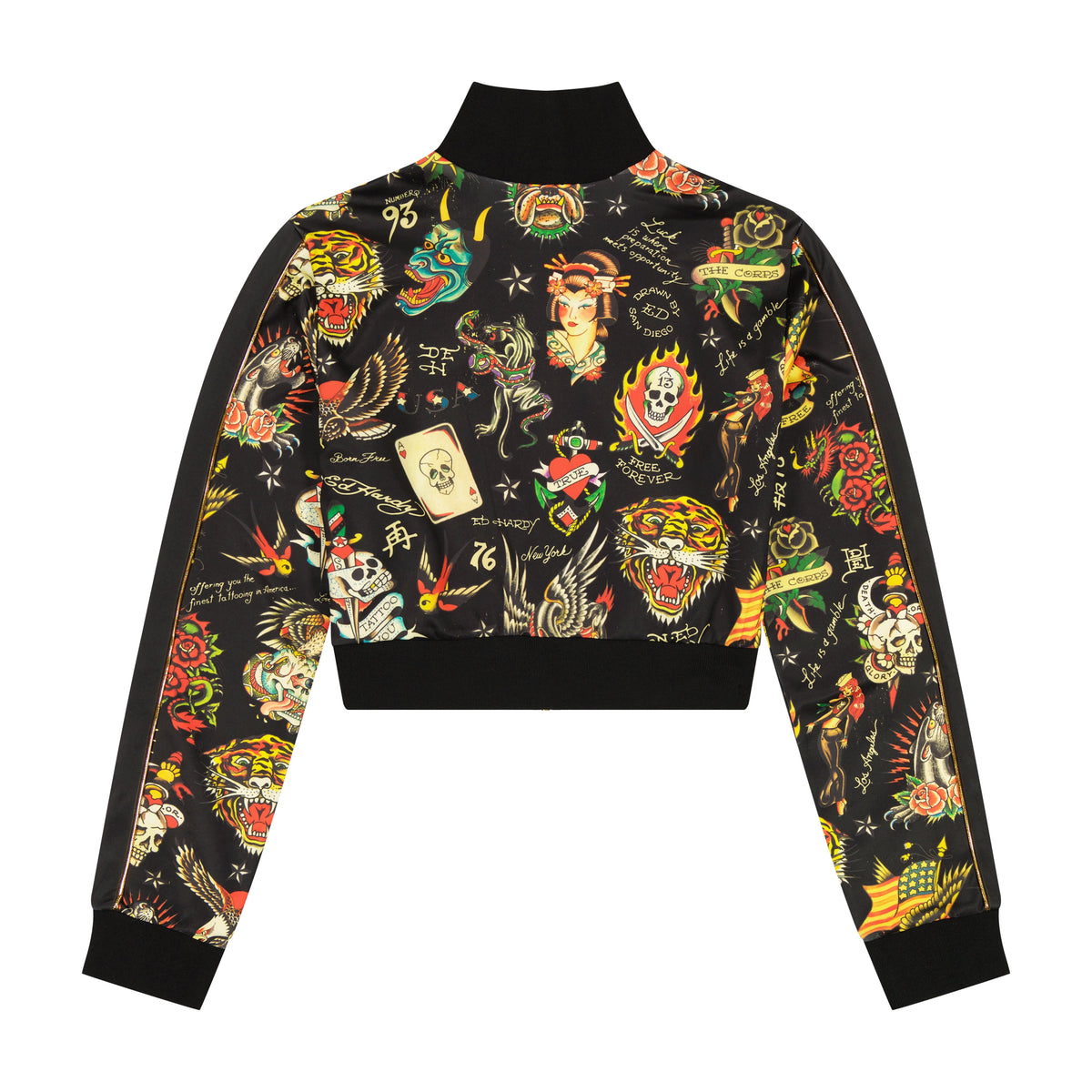 Shrunken Flashboard Black Track Jacket BLACK | Ed Hardy
