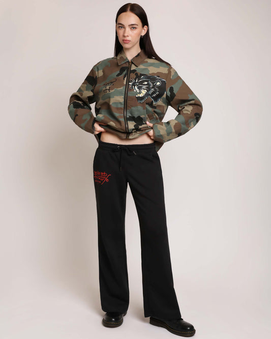 LKS Skull Black Flared Sweatpant Black | Ed Hardy