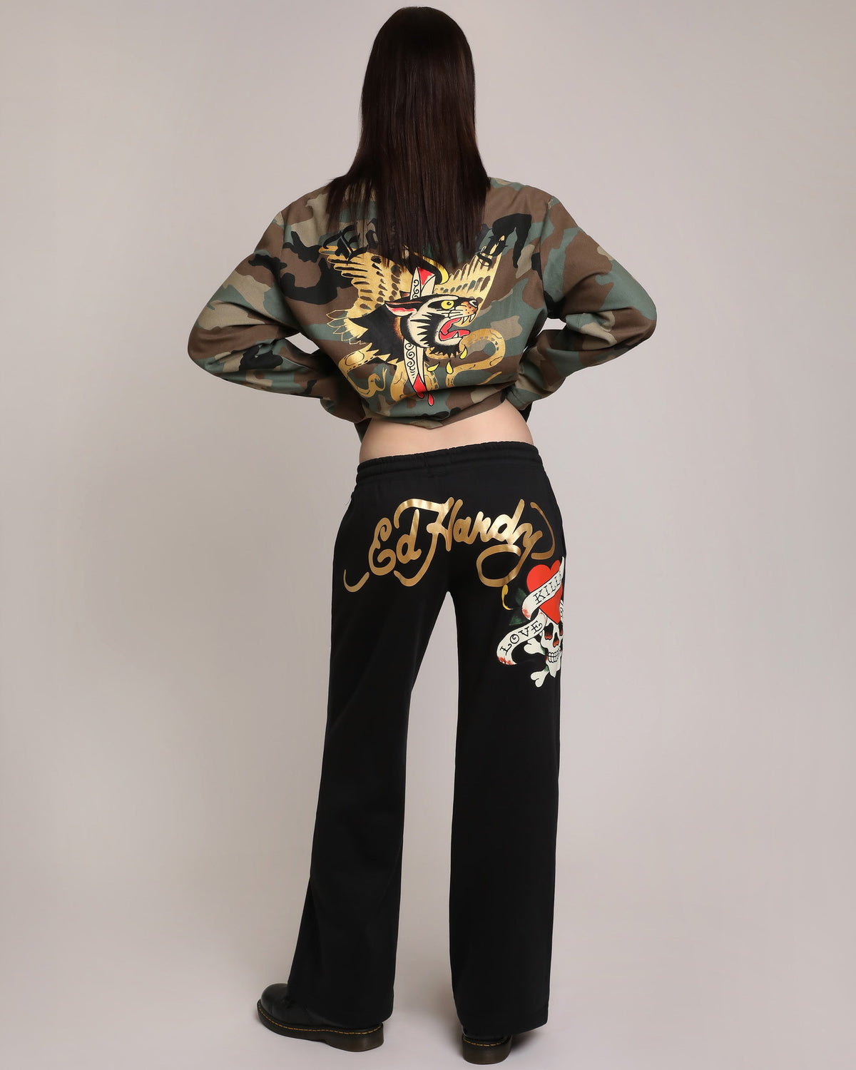 LKS Skull Black Flared Sweatpant Black | Ed Hardy