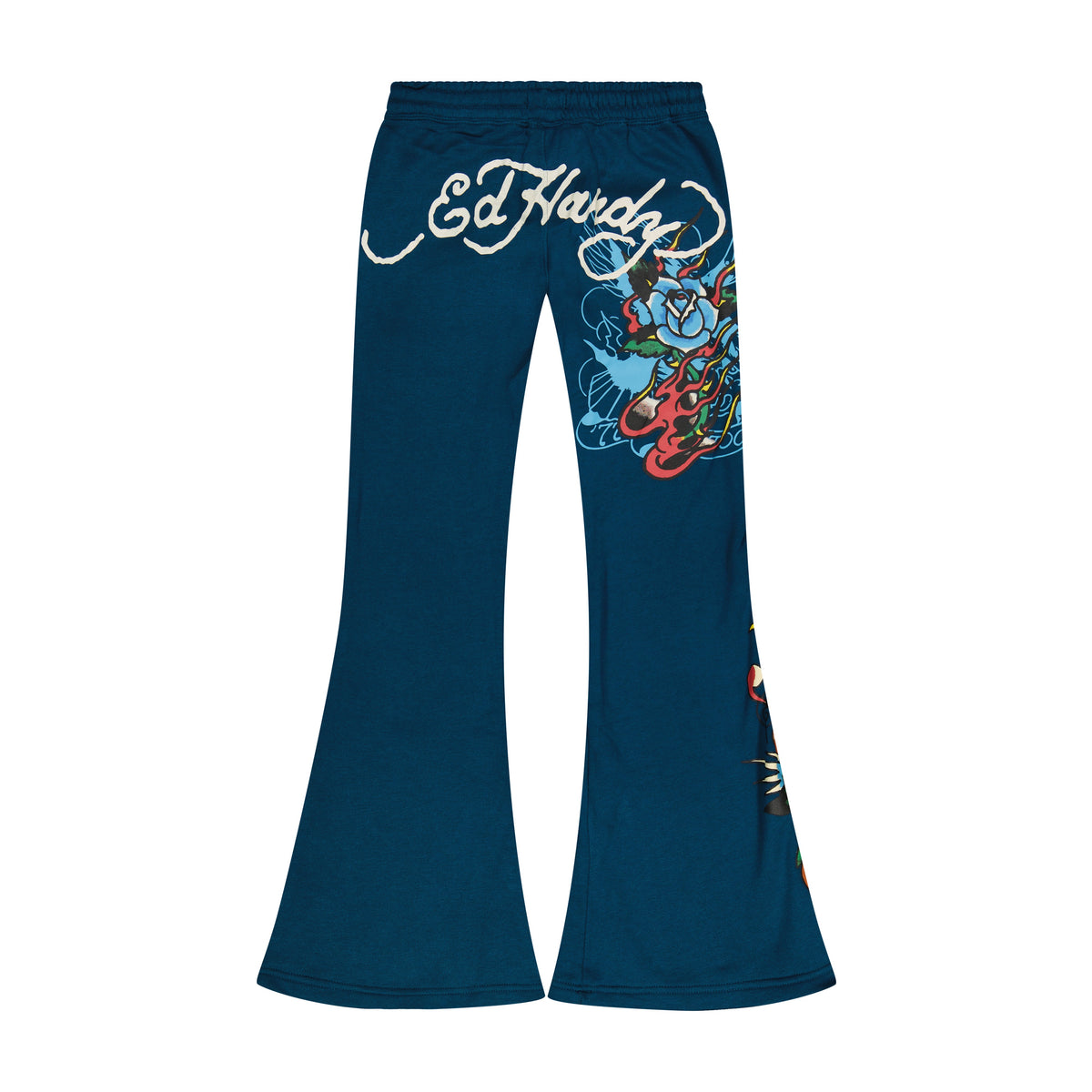 Flame Rose Boot Cut Sweatpants SAPPHIRE | Ed Hardy