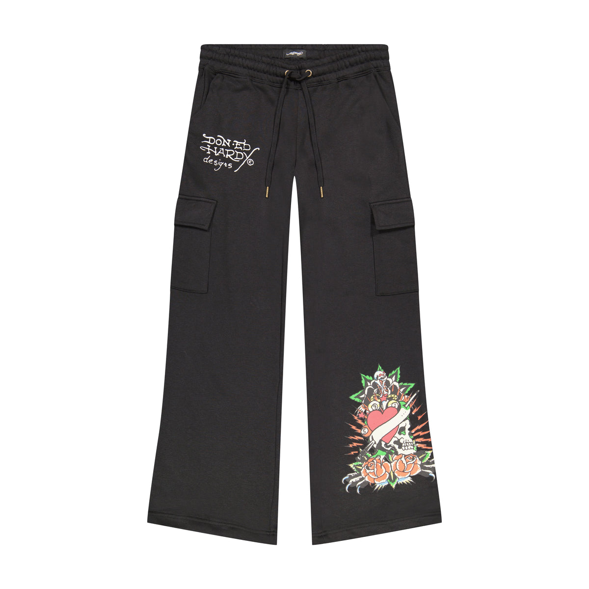 Rose Skull Cargo Sweatpants Black | Ed Hardy