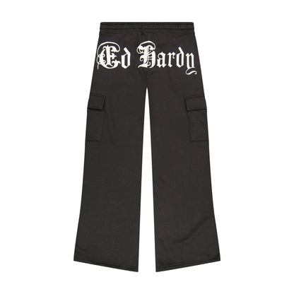 Rose Skull Cargo Sweatpants Black | Ed Hardy