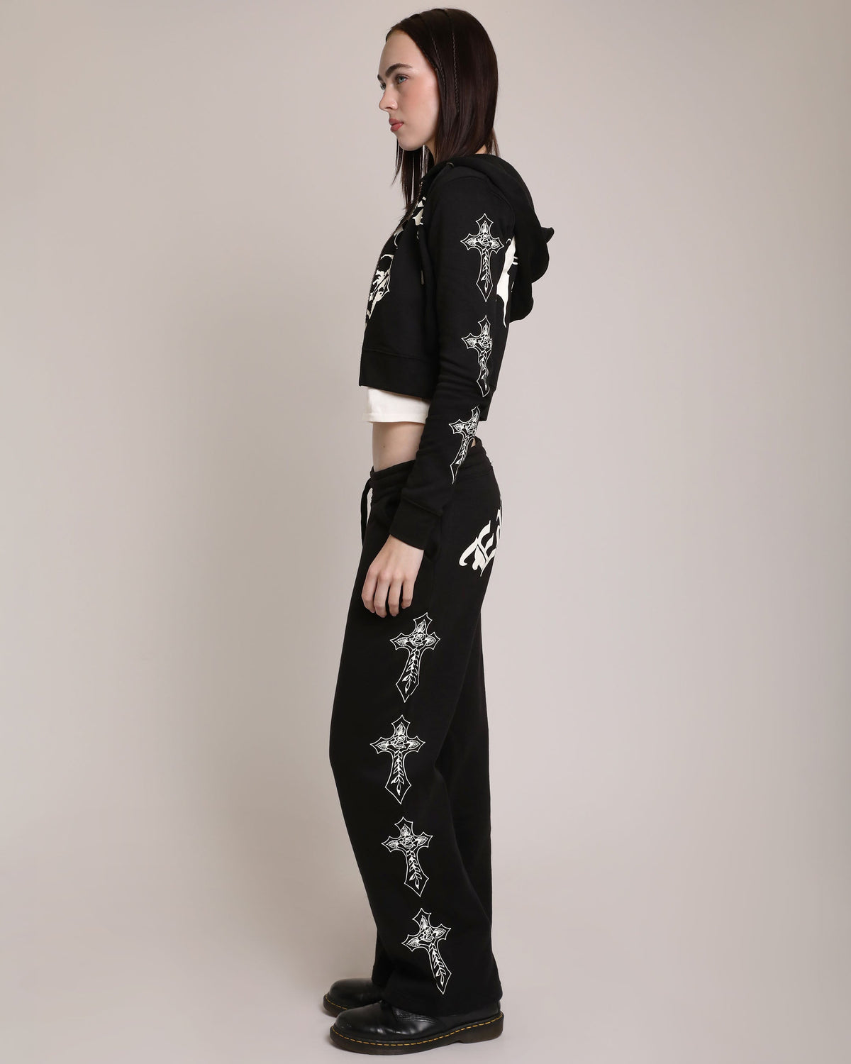 Black and White Crosses Sweatpants BLACK | Ed Hardy
