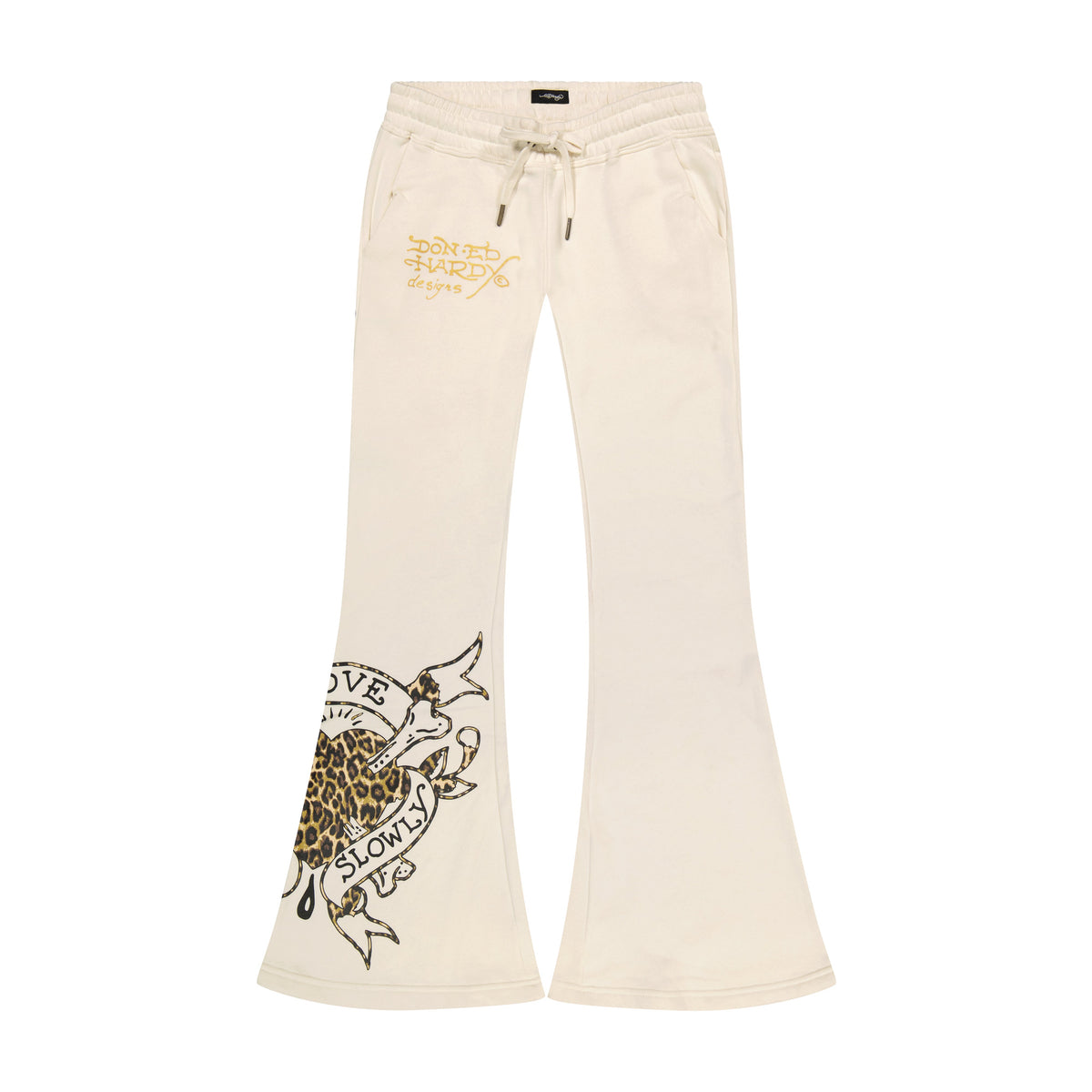 LKS Skull Boot Cut Sweatpants IVORY | Ed Hardy