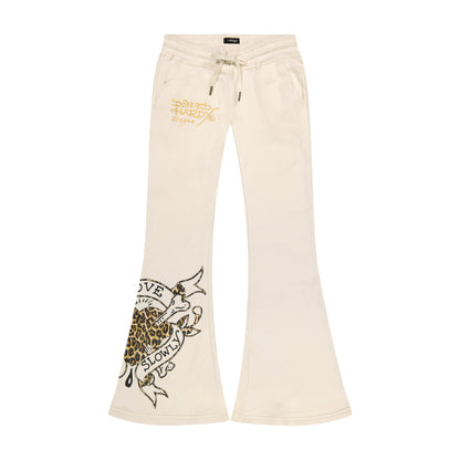 LKS Skull Boot Cut Sweatpants IVORY | Ed Hardy