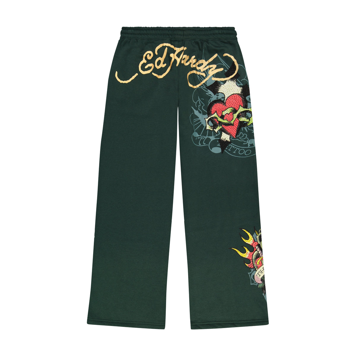 Sacred Heart Rhinestone Sweatpants HUNTER | Ed Hardy