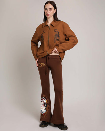 Koi Fish Boot Cut Sweatpants COCOA | Ed Hardy