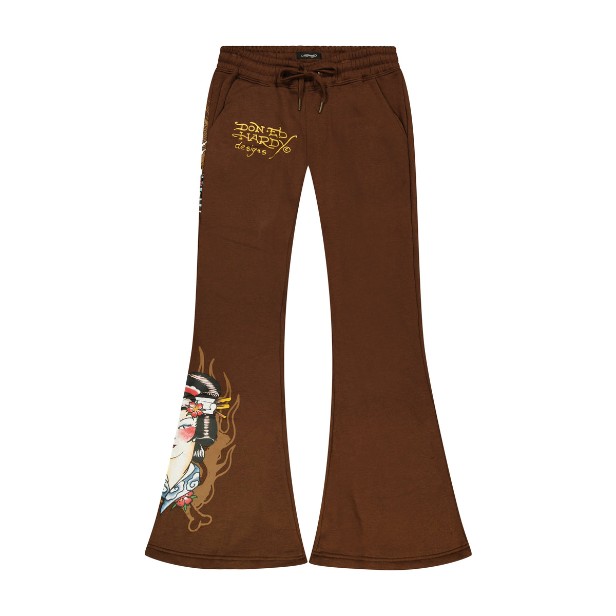Koi Fish Boot Cut Sweatpants COCOA | Ed Hardy