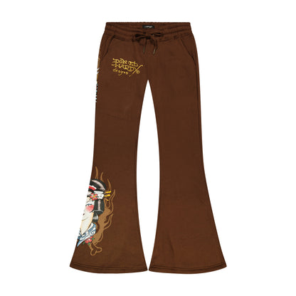 Koi Fish Boot Cut Sweatpants COCOA | Ed Hardy