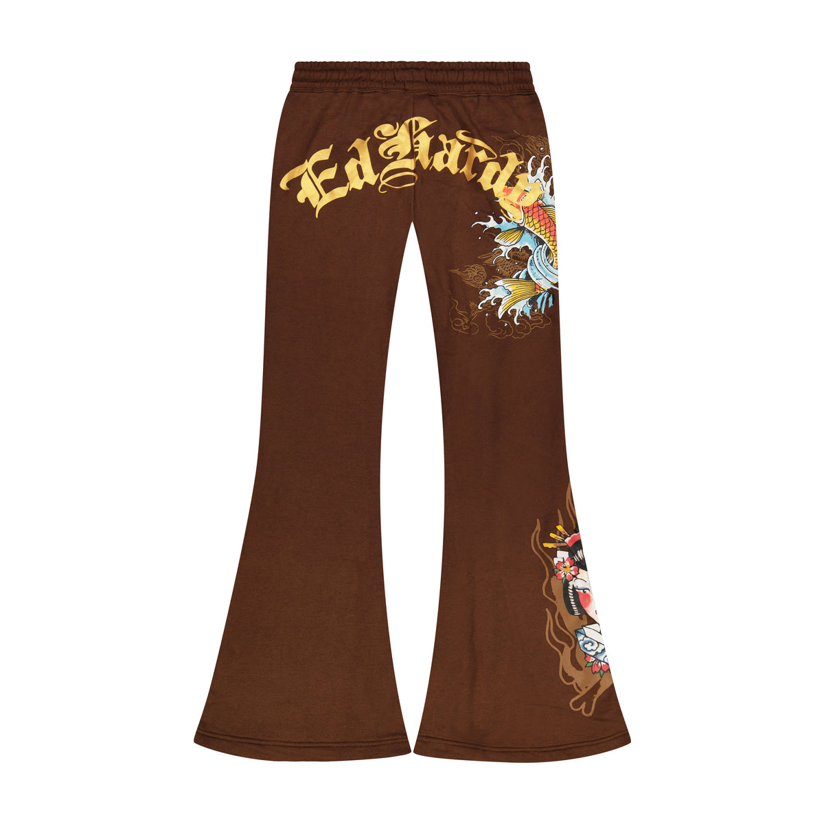 Koi Fish Boot Cut Sweatpants COCOA | Ed Hardy
