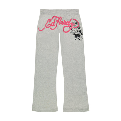 Rose Heart Sweatpants Heather Grey | Ed Hardy