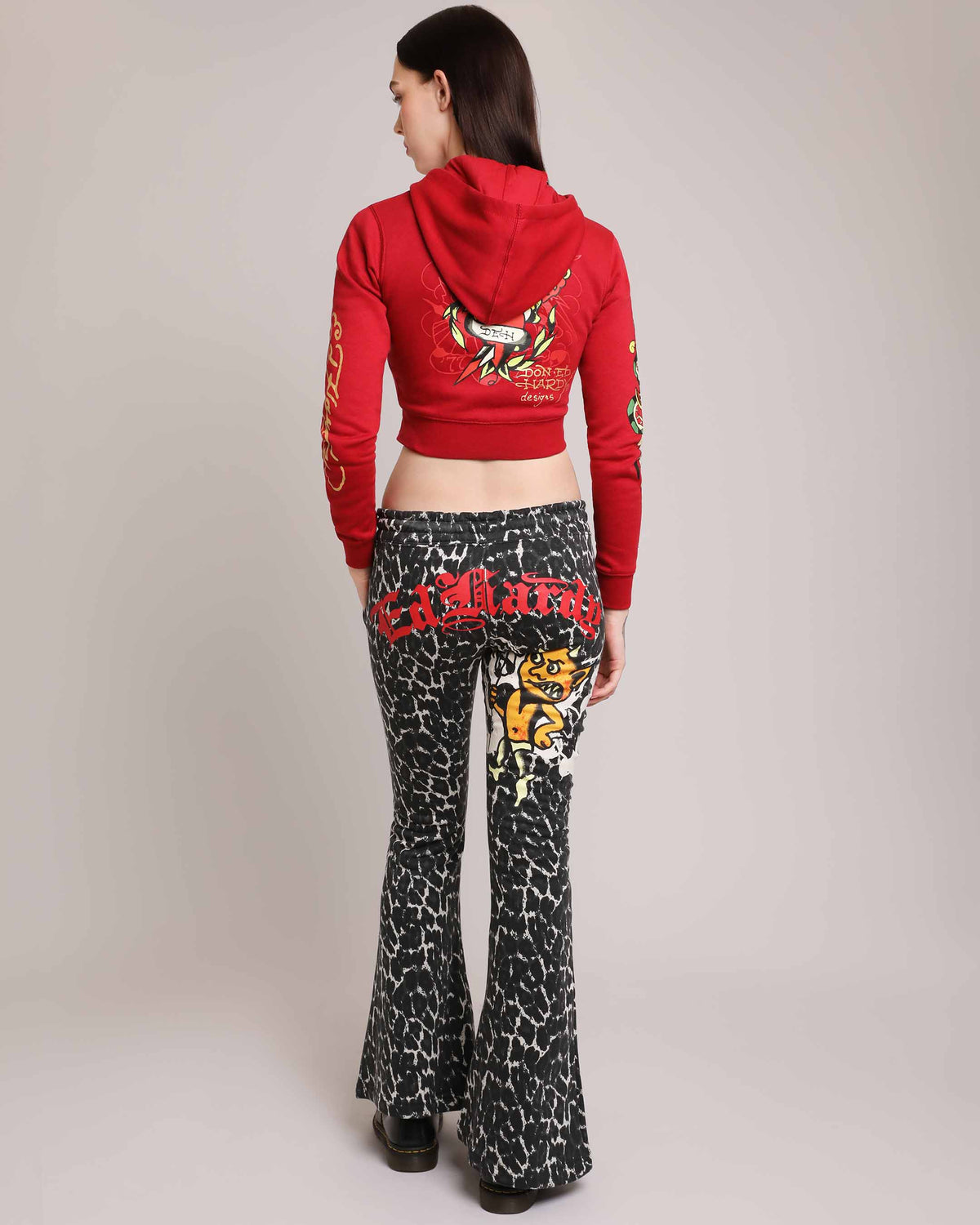 Baby Devil Boot Cut Sweatpants BLACK LEOPARD | Ed Hardy