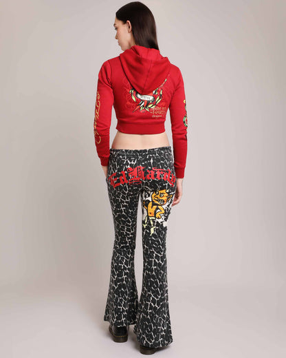 Baby Devil Boot Cut Sweatpants BLACK LEOPARD | Ed Hardy