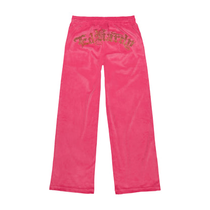 Tattoo Eagle Y2K Velour Sweatpants Pink Velvet | Ed Hardy
