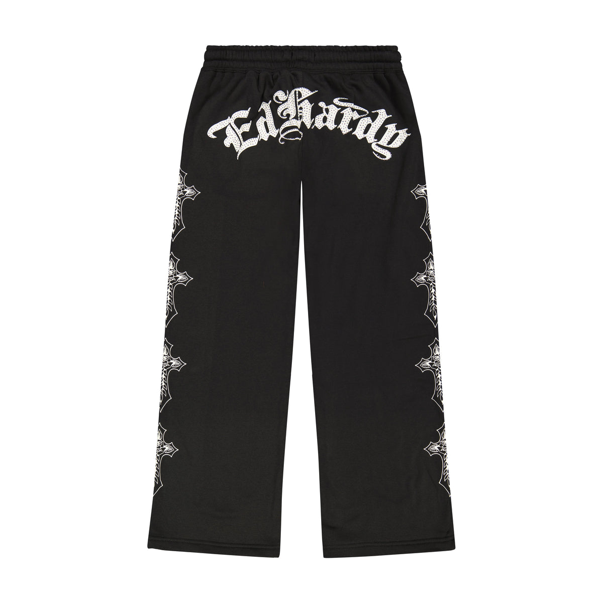 Crosses Rhinestone Sweatpants BLACK | Ed Hardy