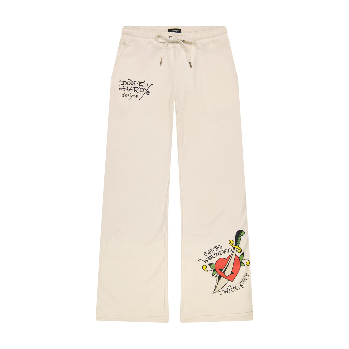 Dagger Heart Fleece Sweatpants IVORY | Ed Hardy