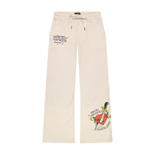 Dagger Heart Fleece Sweatpants IVORY | Ed Hardy
