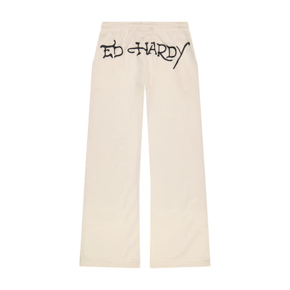 Dagger Heart Fleece Sweatpants IVORY | Ed Hardy