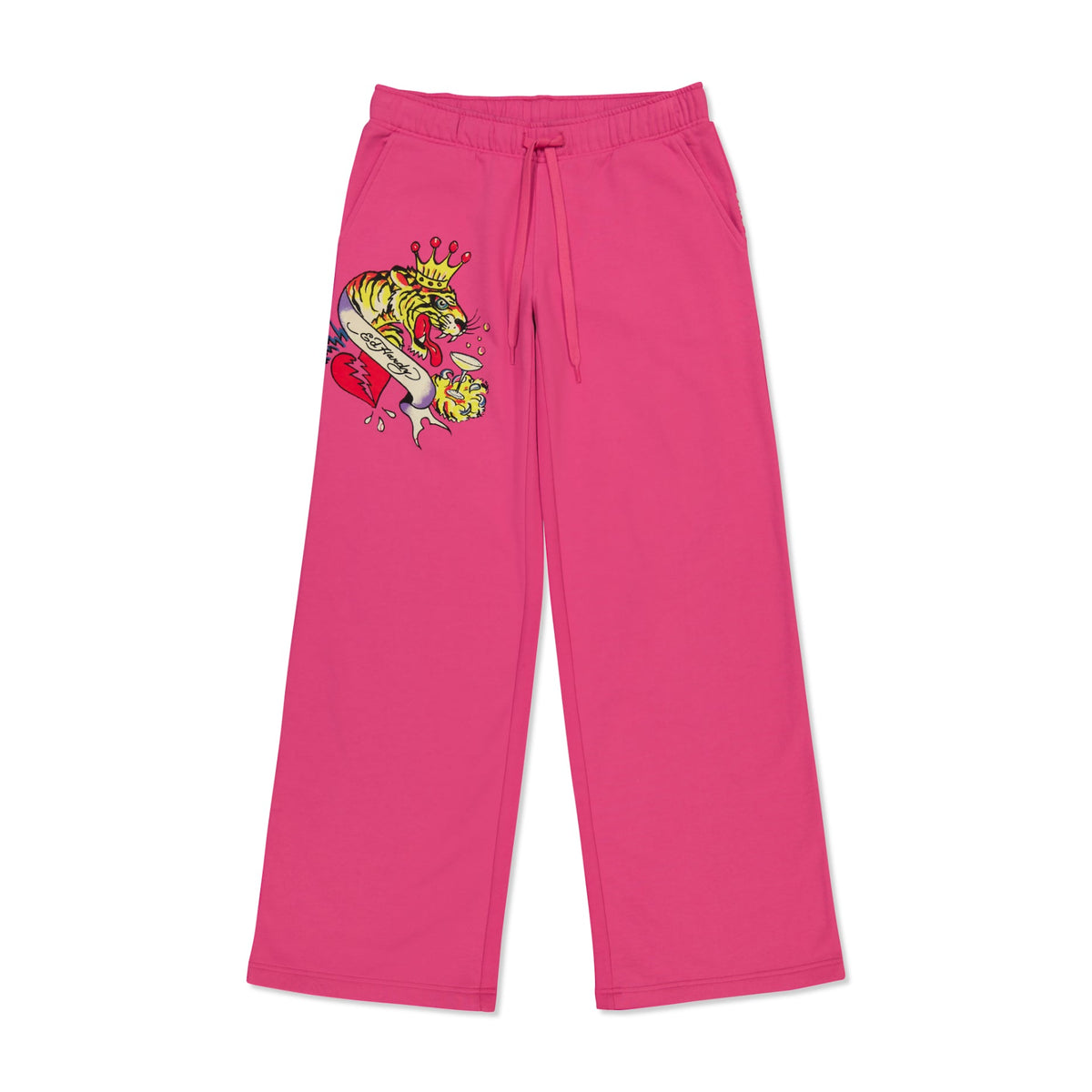 Tiger Crown Fleece Sweatpants Hot Pink | Ed Hardy