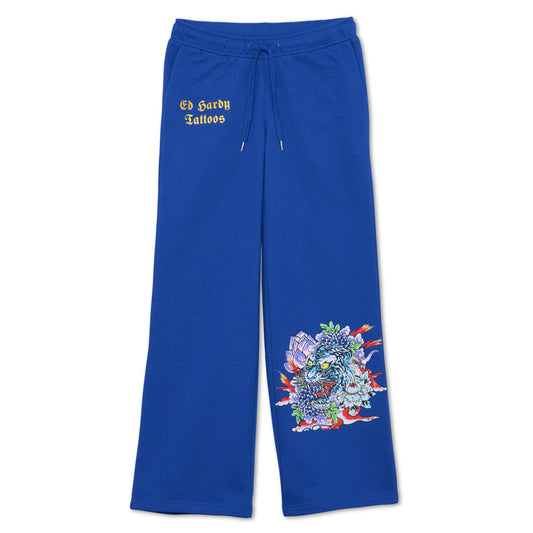 Tiger Lotus Flare Sweatpants COBALT | Ed Hardy