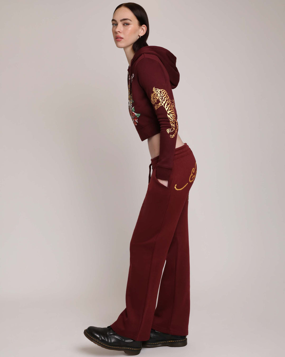 Retro Tiger Flare Sweatpants SANGRIA | Ed Hardy
