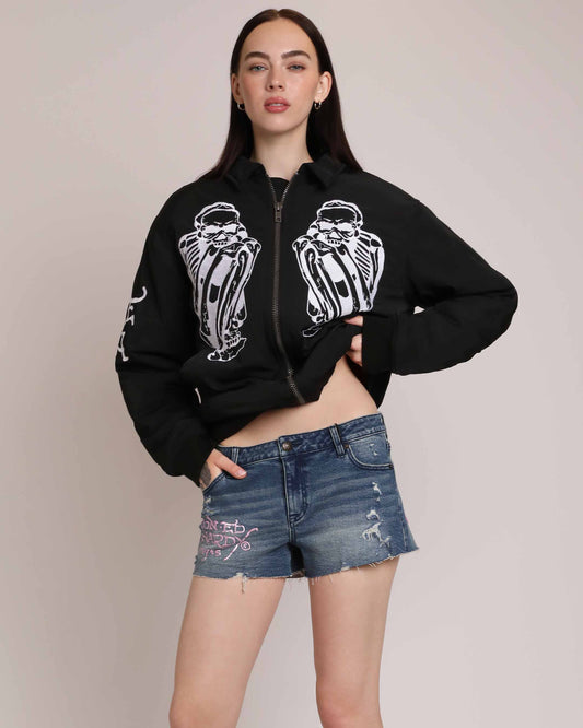 LKS Heart Denim Shorts MEDIUM VINTAGE | Ed Hardy