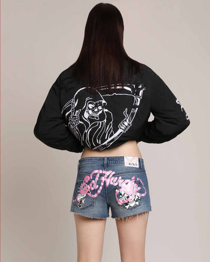 LKS Heart Denim Shorts MEDIUM VINTAGE | Ed Hardy