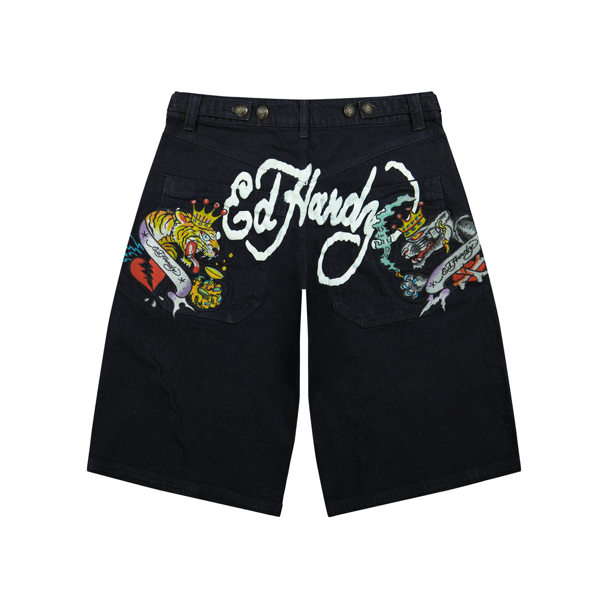 Panther Long Denim Shorts | Women's Y2K Shorts | Ed Hardy DARK WASH | Ed Hardy