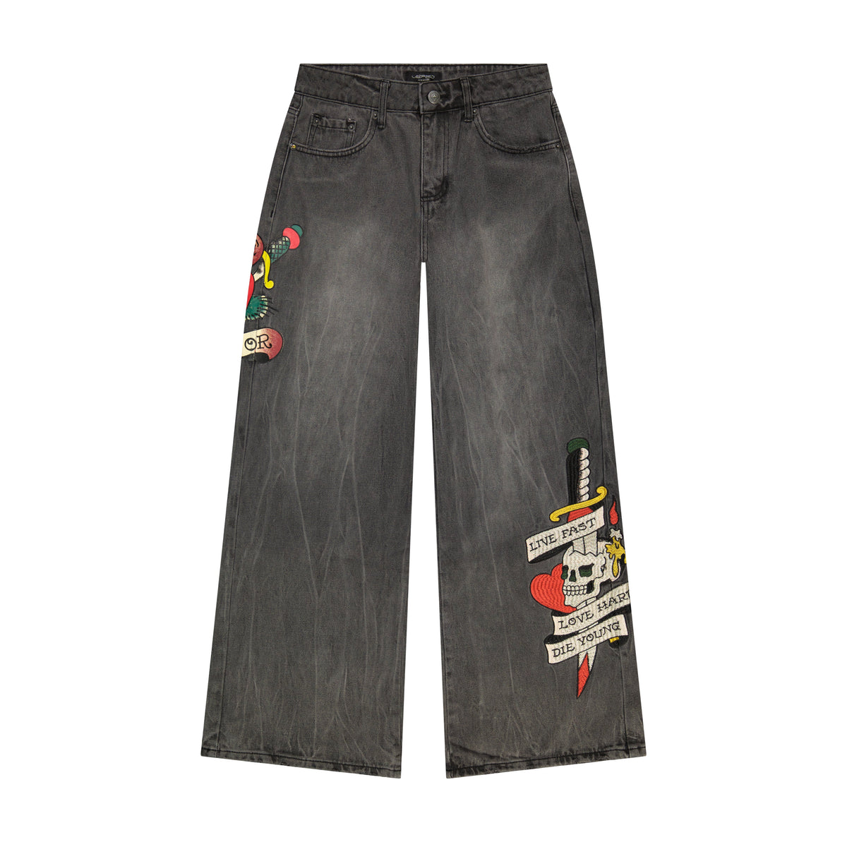 Live Fast Baggy Jeans VINTAGE GREY | Ed Hardy