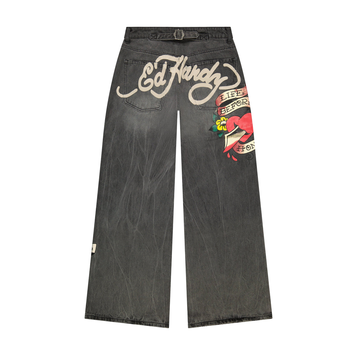 Live Fast Baggy Jeans VINTAGE GREY | Ed Hardy