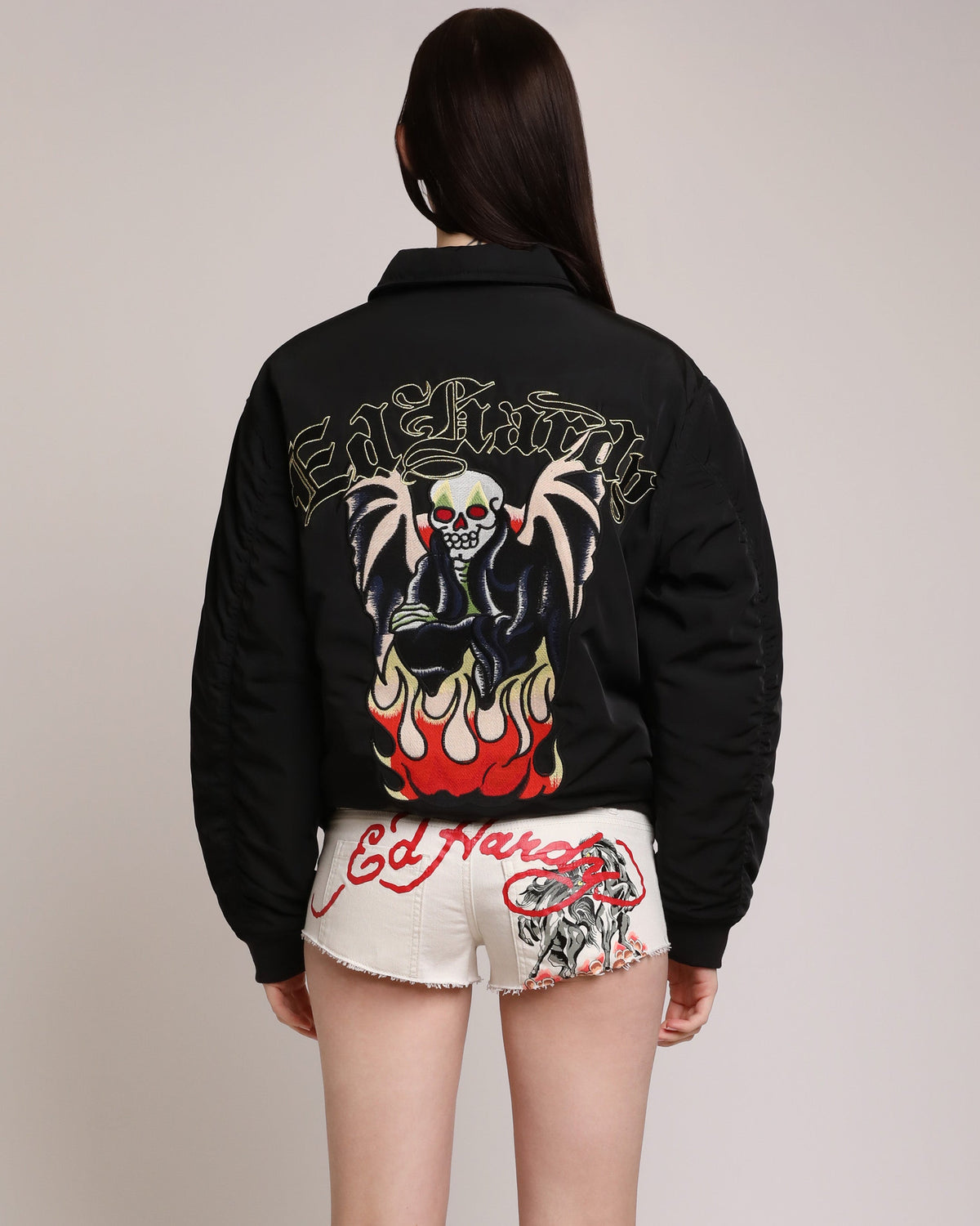 Horses Micro Denim Short IVORY1 | Ed Hardy