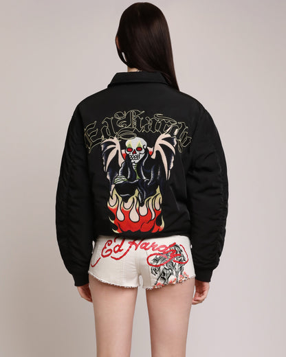 Horses Micro Denim Short IVORY1 | Ed Hardy
