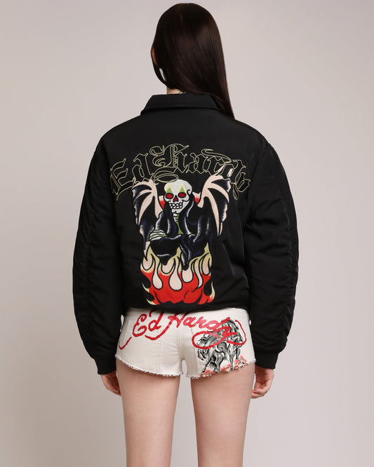 Horses Micro Denim Short IVORY1 | Ed Hardy