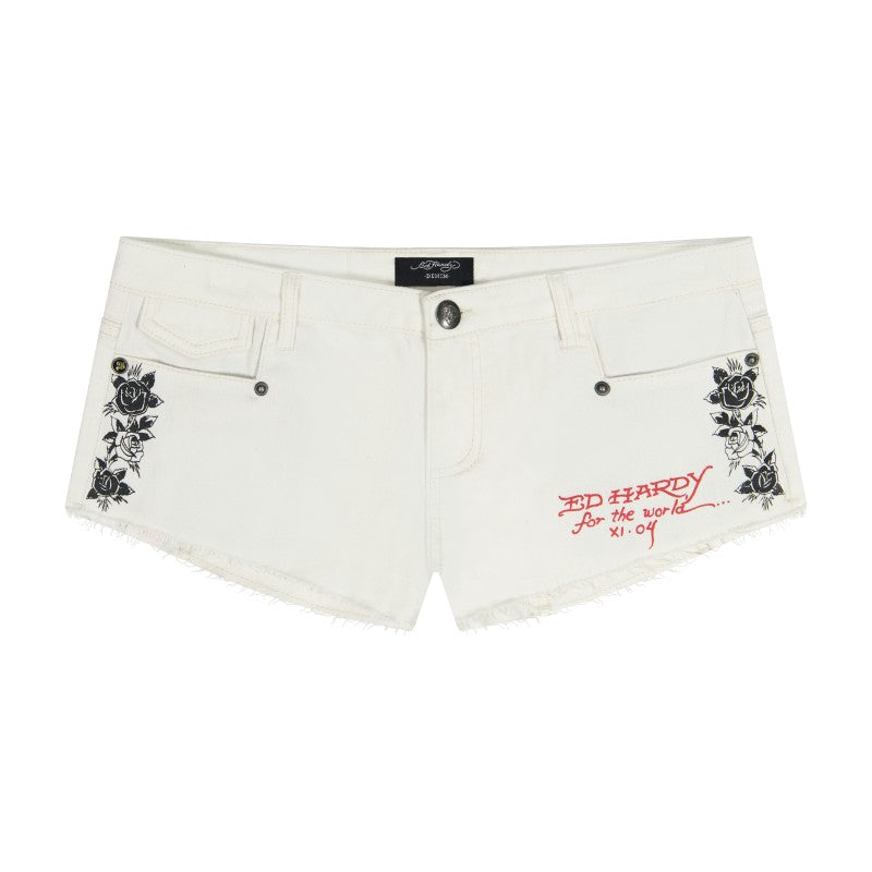 Horses Micro Denim Short IVORY1 | Ed Hardy