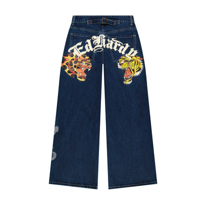 Tiger Leopard Baggy Jeans Y2K MED | Ed Hardy