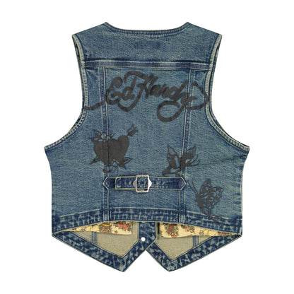 Multi Tattoo Denim Vest MED TINT | Ed Hardy