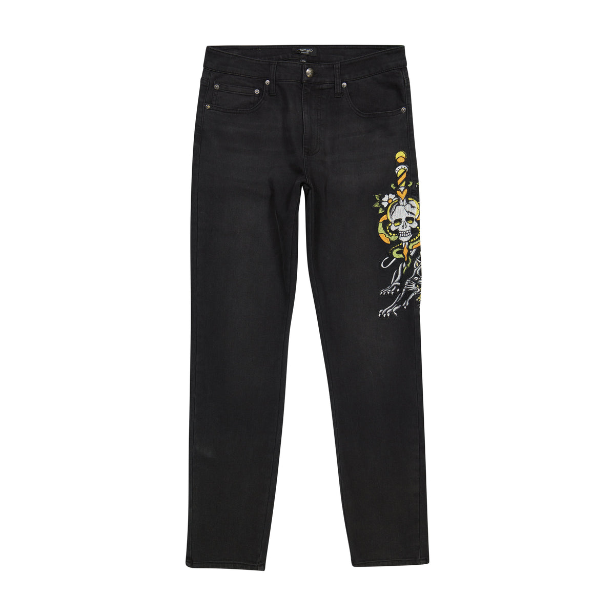 Dagger Skull Slim Taper Jean Black | Ed Hardy