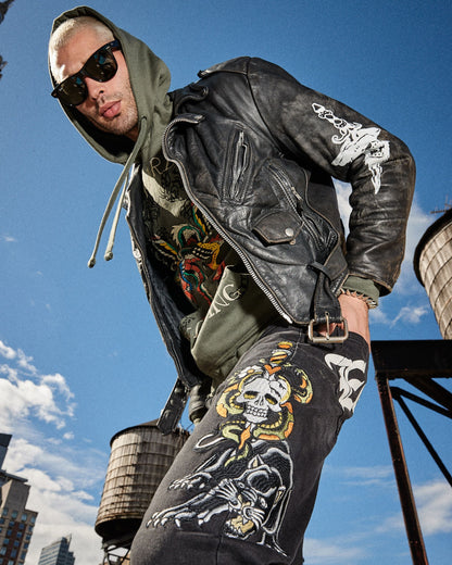Dagger Skull Slim Taper Jean Black | Ed Hardy