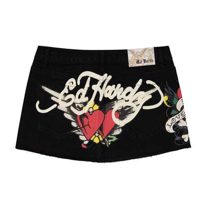 LKS Skull Denim Skirt BLACK WASH | Ed Hardy