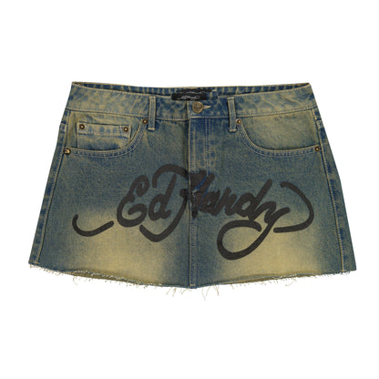 Snake Hearts Denim Skirt Y2K TINT | Ed Hardy