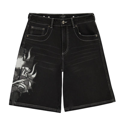 Sacred Heart Denim Jort Y2K BLACK | Ed Hardy