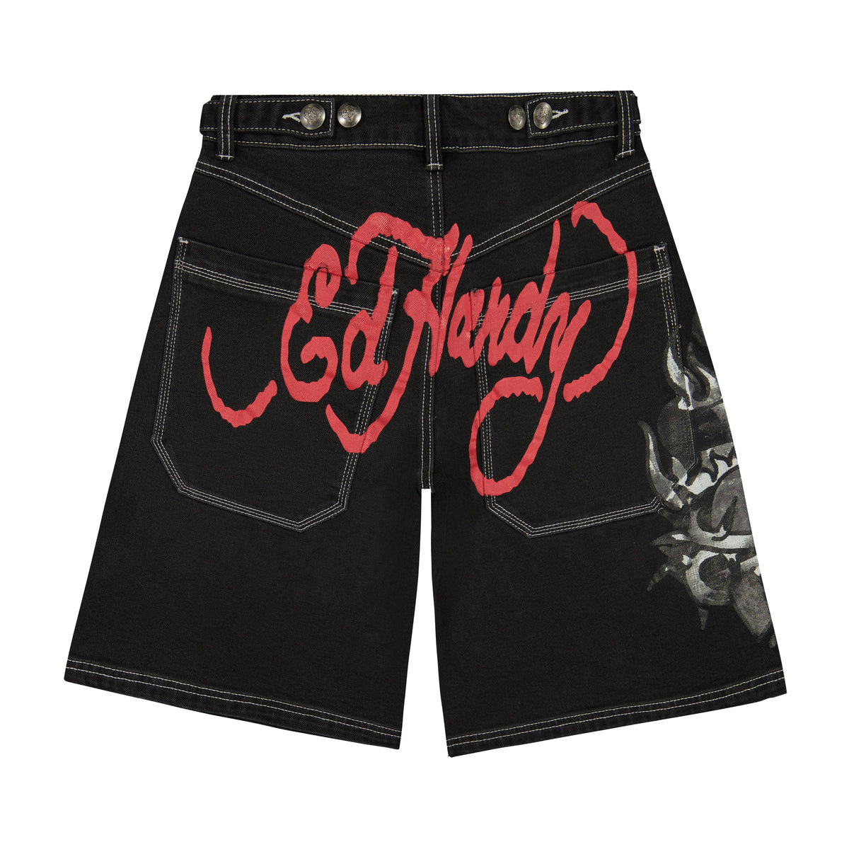 Sacred Heart Denim Jort Y2K BLACK | Ed Hardy