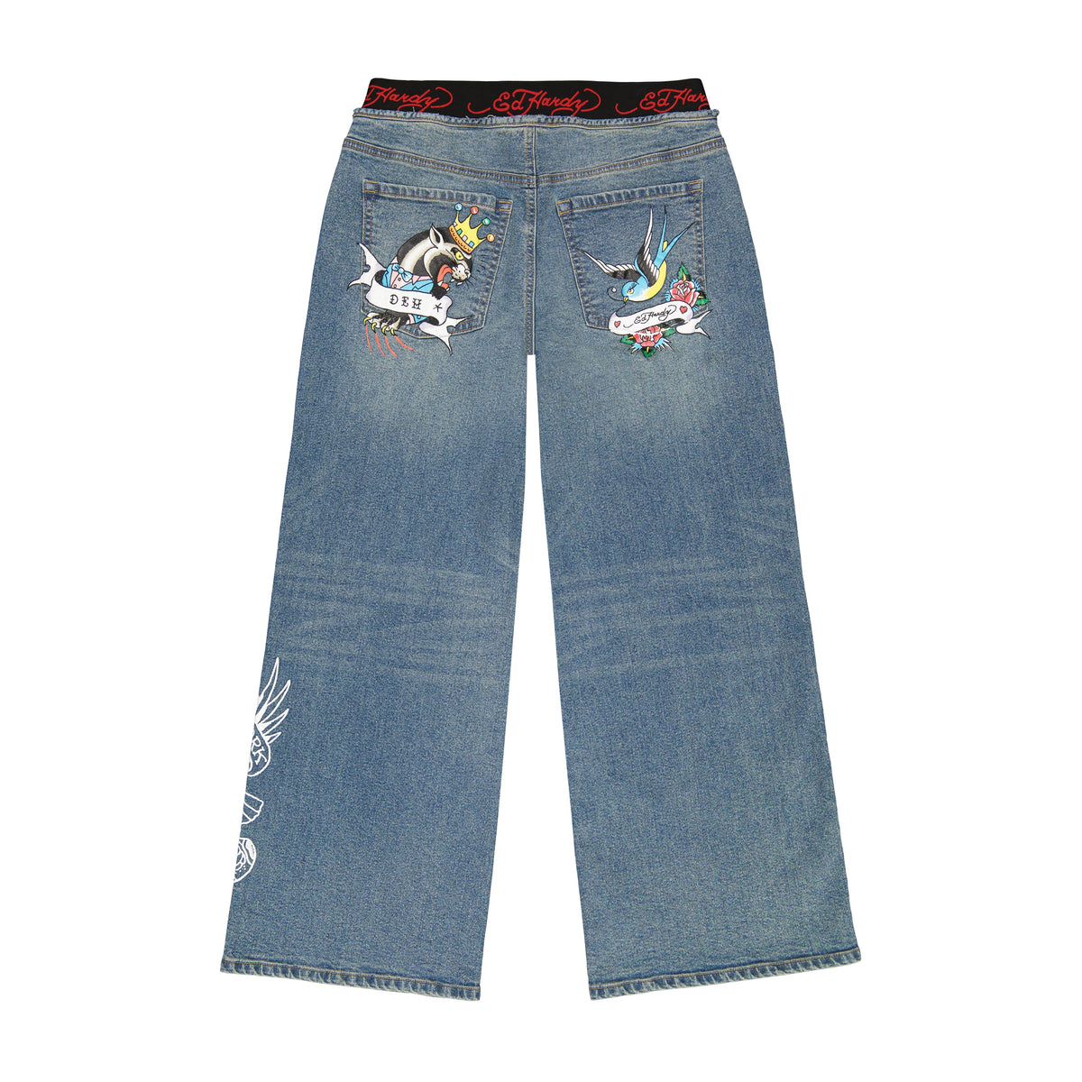 Swallow Panther Elastic Band Jeans Medium Tint | Ed Hardy