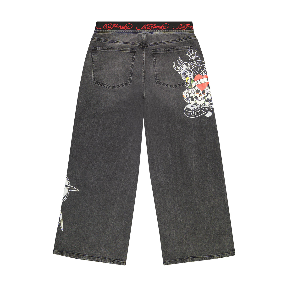 LKS Dragon Elastic Band Jeans Vintage Grey | Ed Hardy