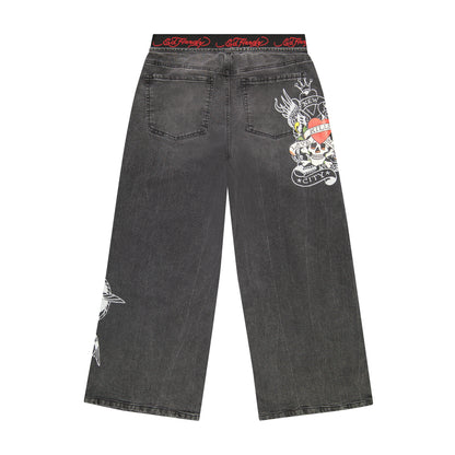 LKS Dragon Elastic Band Jeans Vintage Grey | Ed Hardy