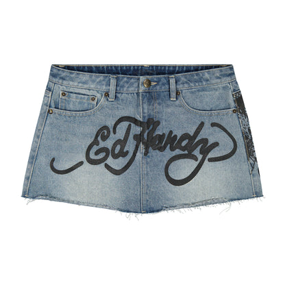 Famous Skunk Denim Skirt Light Wash | Ed Hardy