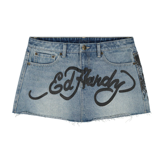 Famous Skunk Denim Skirt Light Wash | Ed Hardy