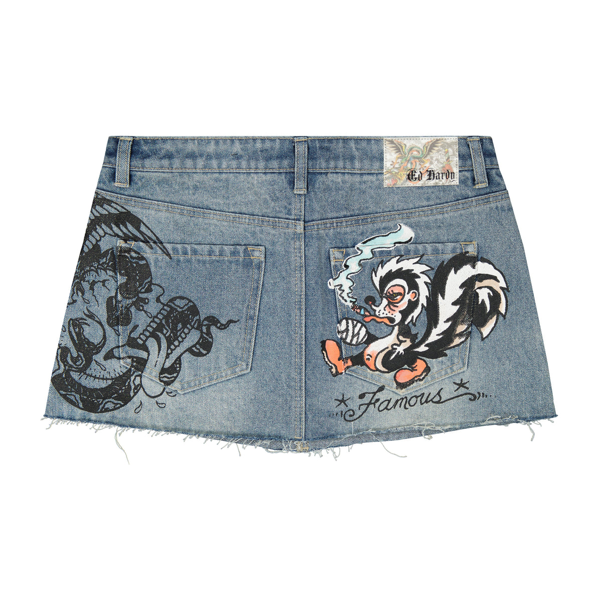 Famous Skunk Denim Skirt Light Wash | Ed Hardy