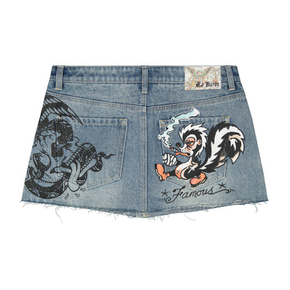 Famous Skunk Denim Skirt Light Wash | Ed Hardy